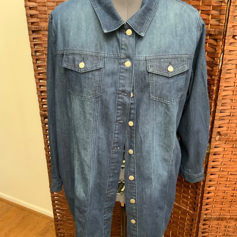Agnes Orinda Denim Jacket Jean Shacket Size 4X Dark Blue RET $87.99 - Picture 9 of 16